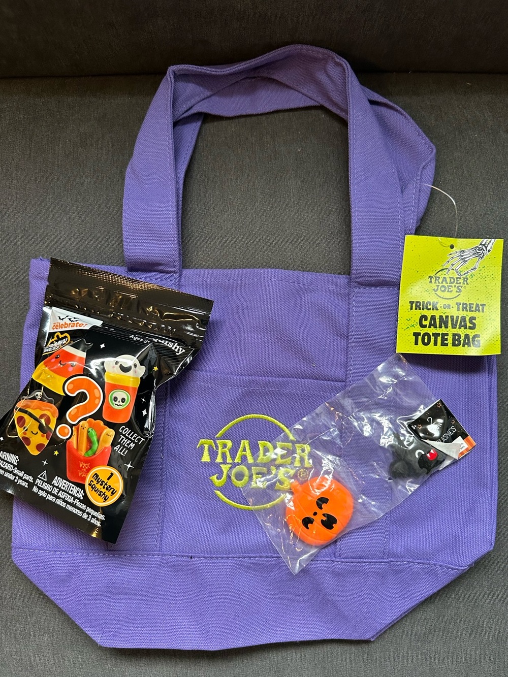 NEW Trader Joe’s Halloween Mini Tote Bag + Squishy Bundle - Purple